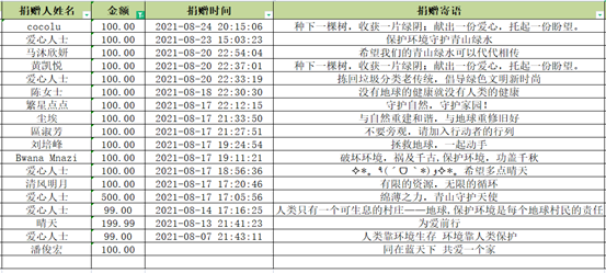 捐赠100以上